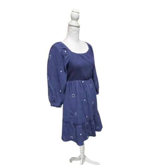 Jolt NWOT Women's Rouched Front Embroidered Navy Dress XL - Picture 14 of 16